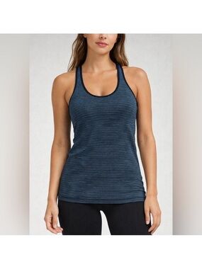 LULULEMON CRB TANK TOP INKWELL BLUE MOON HYPER STRIPE YOGA size 4